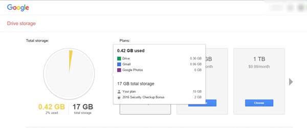 Google Drive Space 2GB