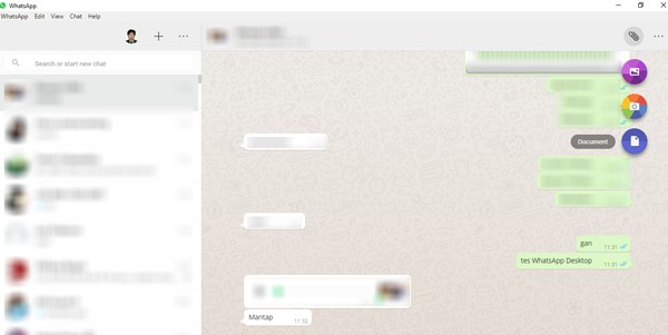 WhatsApp desktop chat