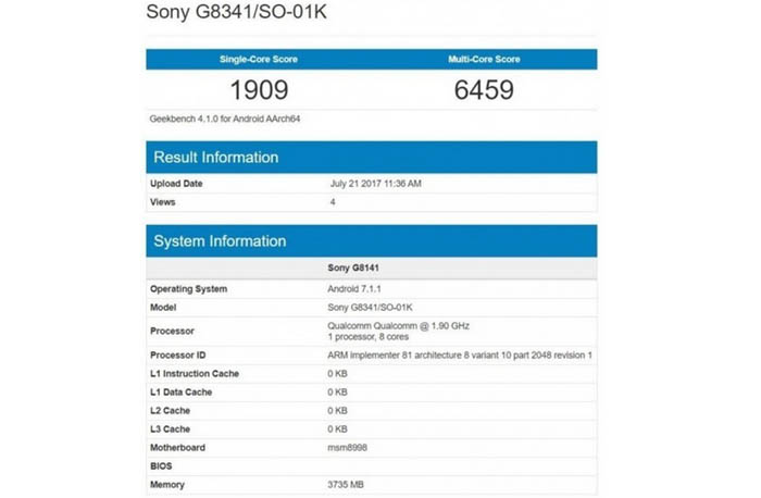 Sony Xperia Z1 Geekbench leak