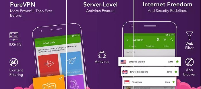 VPN App iOS Android - PureVPN