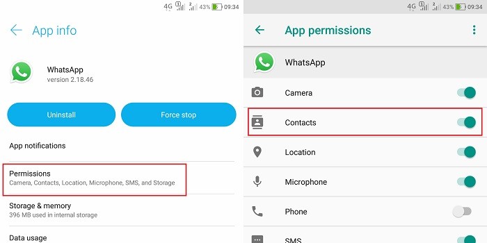 Cara Menampilkan Nama Kontak Yang Hilang di WhatsApp - Contact Permision