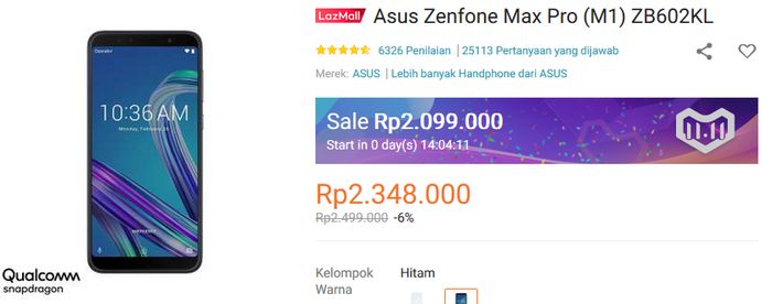 ASUS Zenfone Max Pro M1 Lazada 11.11