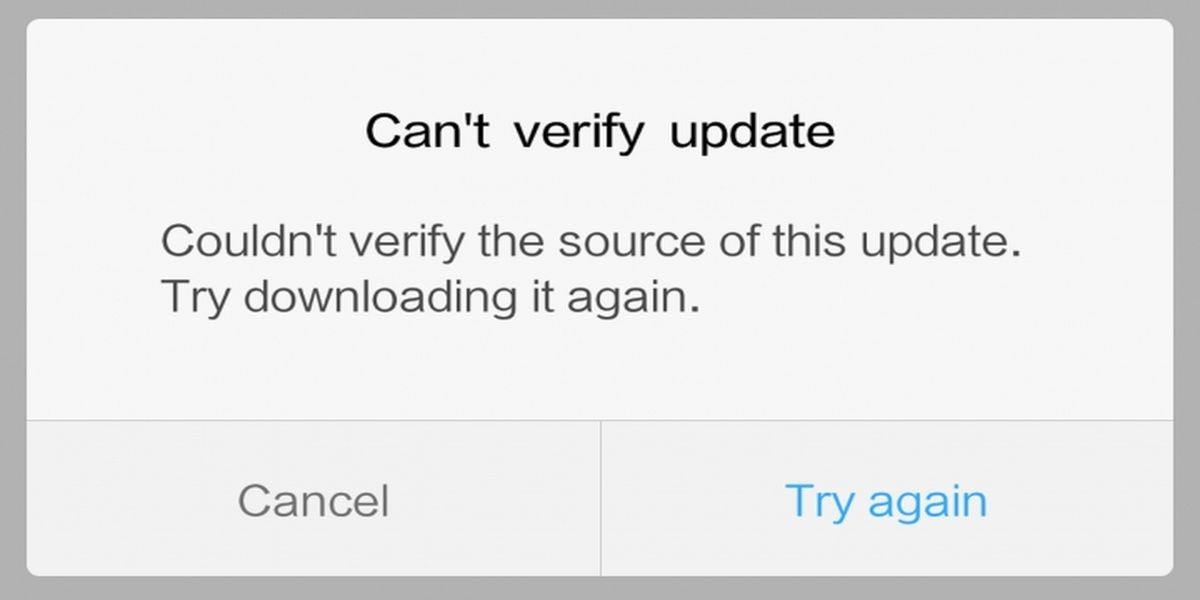 Couldn t verify update package