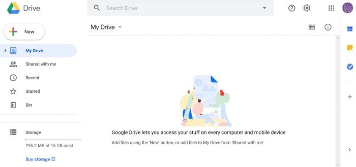 Tampilan Browser Google Drive di Browser