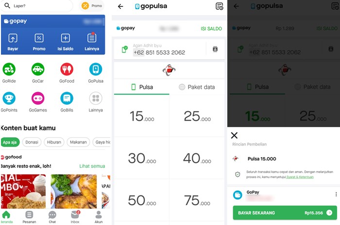 Langkah Isi Pulsa Telkomsel Pakai GoPay 