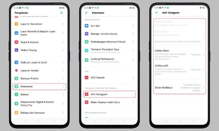 Cara Blokir Kontak OPPO - Pengaturan