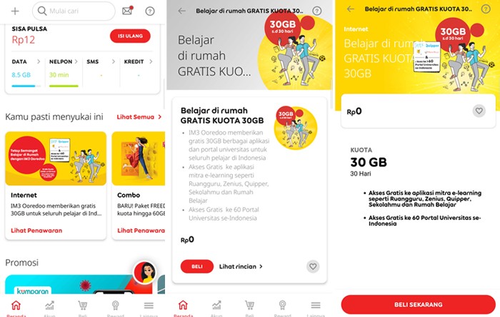 Cara aktifkan paket im3 ooredoo