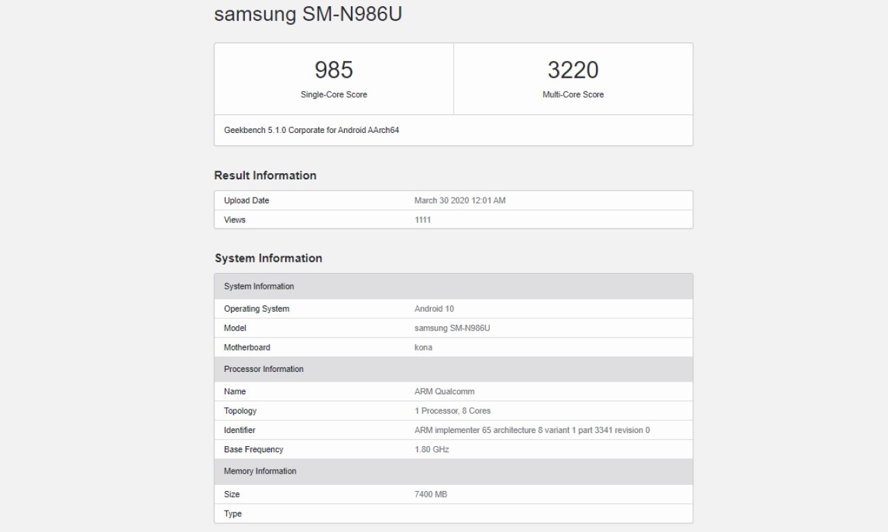 note 20 ultra snapdragon geekbench