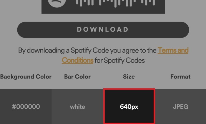 Spotify Barcode Ukuran