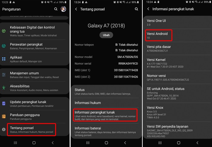 Melihat Versi Android Samsung 