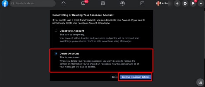Facebook Delete Account Website 4