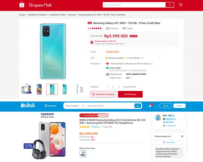 Galaxy A51 Shopee Blibli