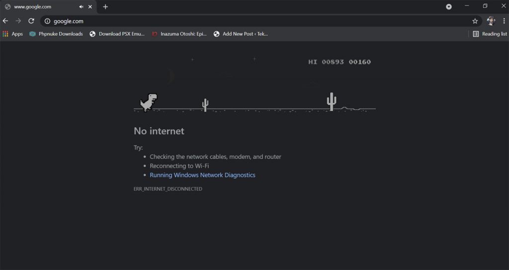 Cara Main Game Dinosaurus di Google Chrome Kapanpun Kamu Inginkan