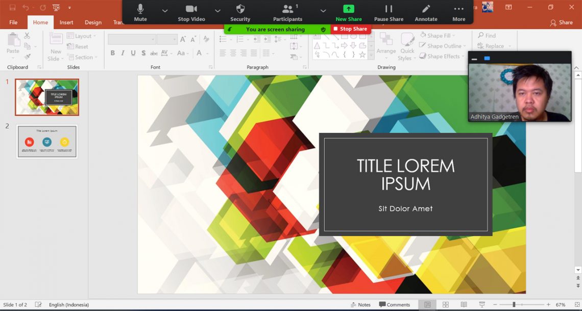 cara share screen ppt di zoom laptop