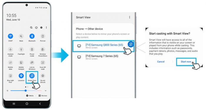 Smart View Samsung Screen Mirroring