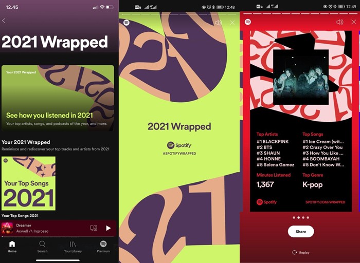 Spotify Wrapped 2021 Story
