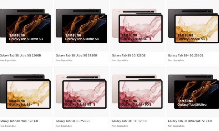 Samsung Galaxy Tab S8 Amazon List