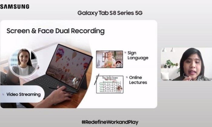 Samsung-Galaxy-Tab-S8-Series-5G-face-dual-recording
