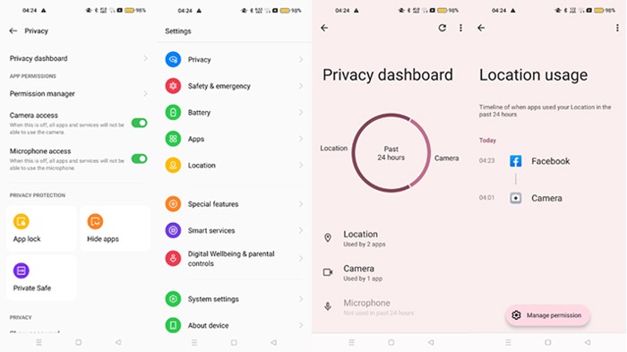 ColorOS 12 Privacy Dashboard
