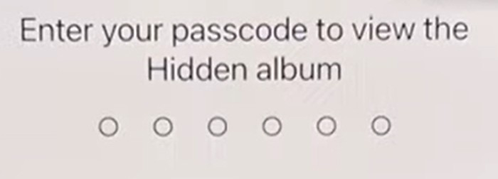 iPhone Hidden Album - Enter Passcode