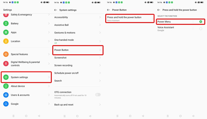 OPPO A57 Power Turn Off