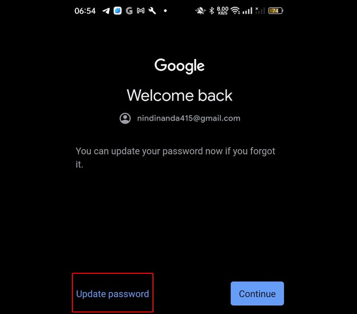 Akun Google - Lupa Sandi - Update Password