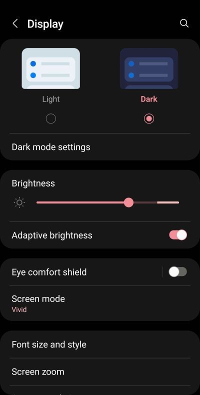Samsung OneUI Dark Mode
