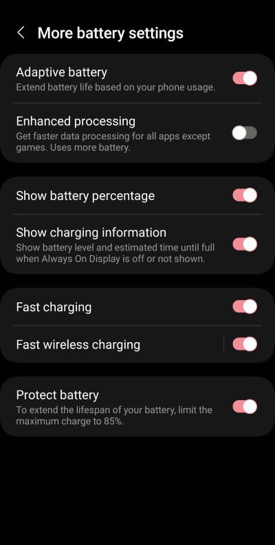 Samsung OneUI Protect Battery