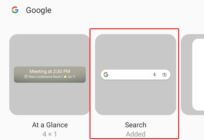 Handphone - Widget Google - 2