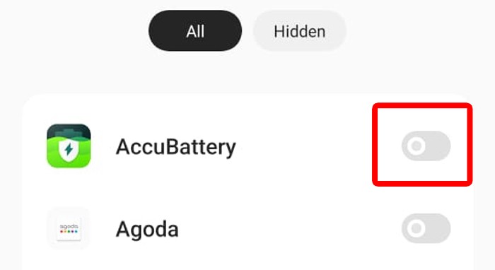 OPPO A78 - Hide Apps - Toggle Activation