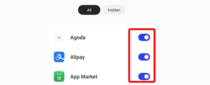OPPO A98 5G - Hide Apps Select App