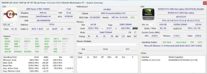 HP ZBook Power G10 A HWiNFO