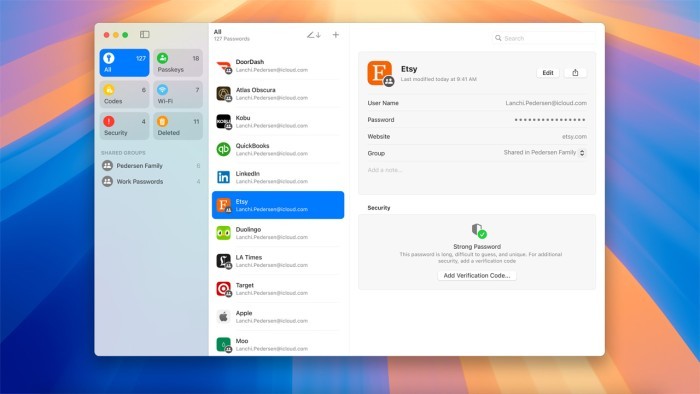 macOS Sequioa - Password Manager