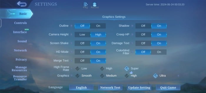 vivo V30e - Mobile Legends Settings