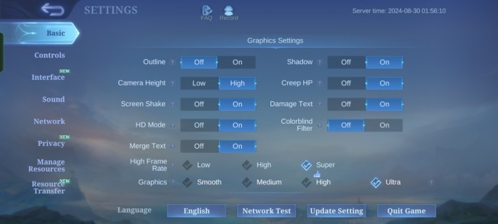 OPPO Reno12 F 5G - Mobile Legends Settings