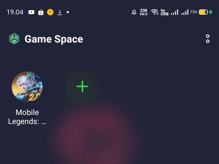 Tampilan Game Space realme