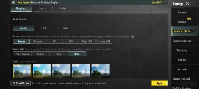 Infinix-HOT-50-5G-PUBG Mobile Settings