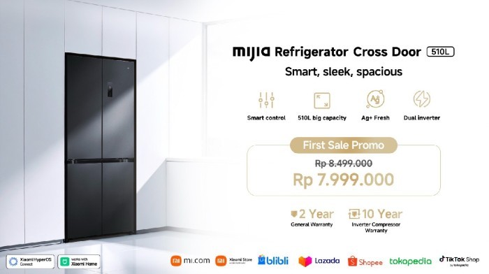 Xiaomi Rilis Mijia Refrigerator Cross Door 510L - Promo