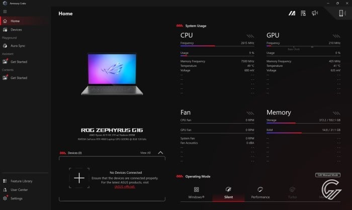 Review ASUS ROG Zephyrus G16 (GA605) Armoury Crate
