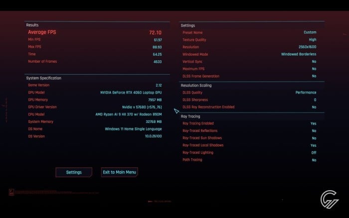 Review ASUS ROG Zephyrus G16 (GA605) Cyberpunk 2077