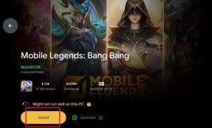 Google Play Games - Mobile Legends Install