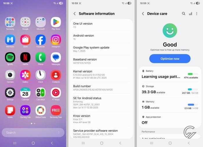 Review Samsung Galaxy A07 UI