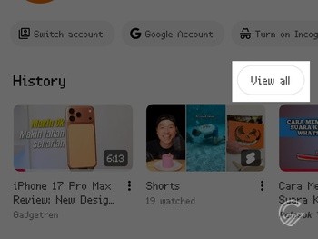 Cara Hapus History YouTube 2