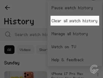 Cara Hapus History YouTube 6