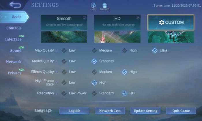 HONOR-Pad-X7-MobileLegends-Settings
