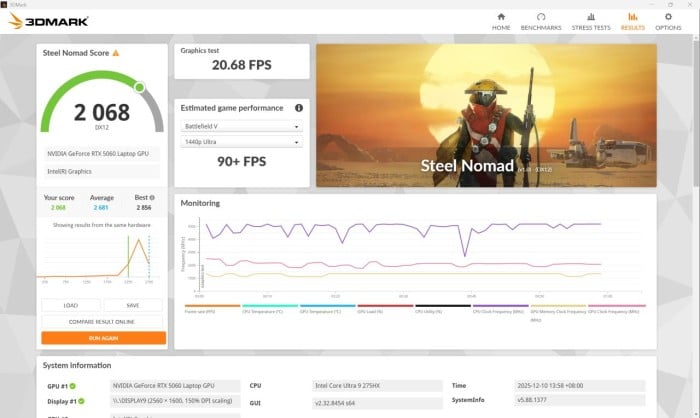 Review Acer Predator Helios Neo 16S AI 3DMark Steel Nomad