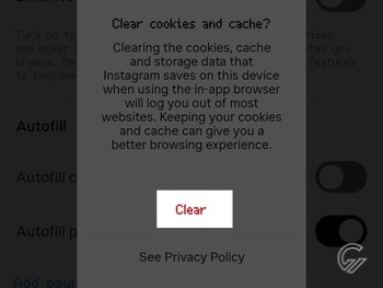 Cara Hapus Cache dan Cookie Instagram 5
