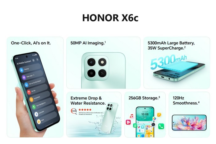 HONOR X6c Fitur