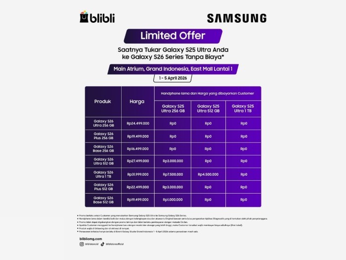 Promo Tukar Galaxy S26 Blibli