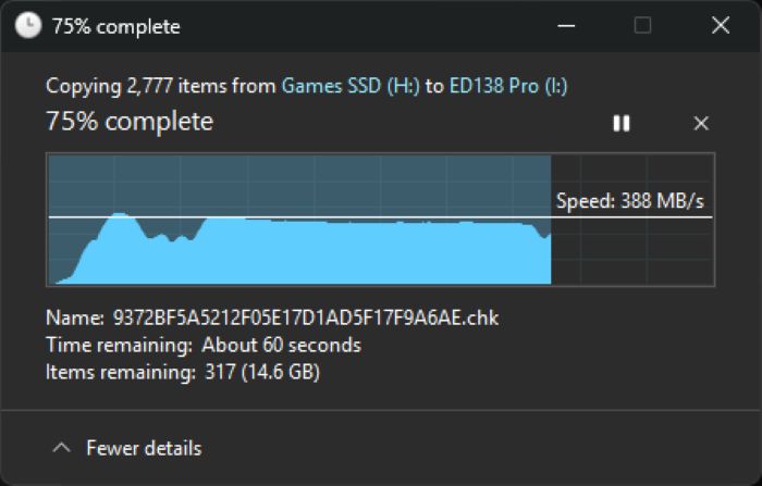 Review AGI Portable SSD ED138 Pro Transfer Test